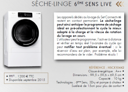 sèche linge 6ème sens Live